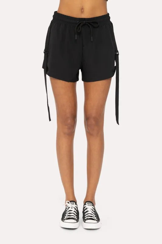 MONO B Flexstrap Ripstop Drawstring Shorts in Black