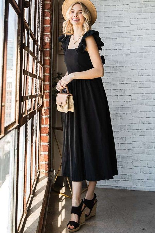 Jade By Jane Linen Ruffled Midi Dress