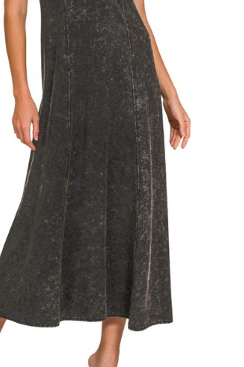 Zenana Tencel Mineral Washed Maxi Dress in Black