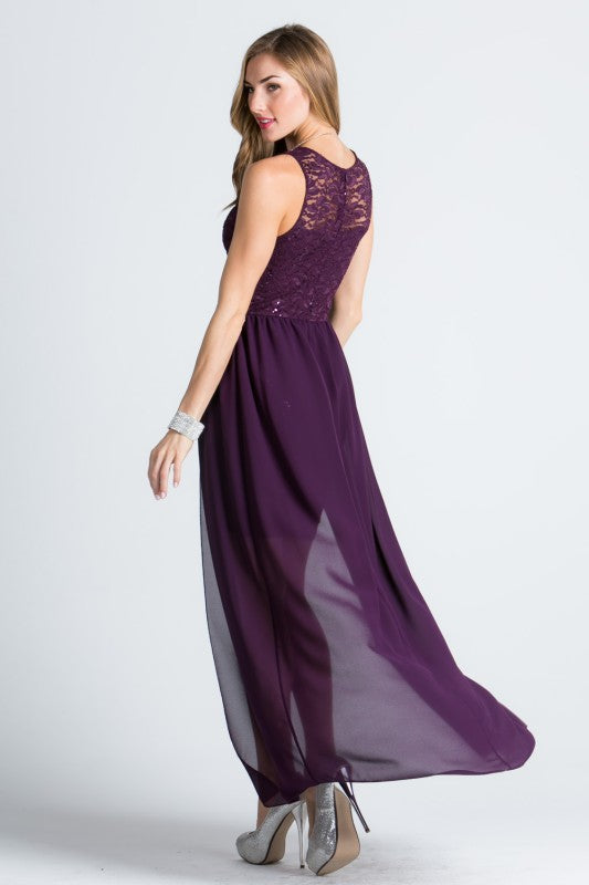 La Scala High Low Overlay Lace Dress