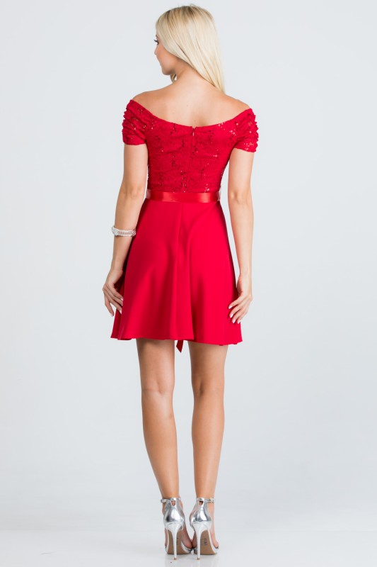 La Scala PLUS Off Shoulder Ruched Sleve Flare Dress