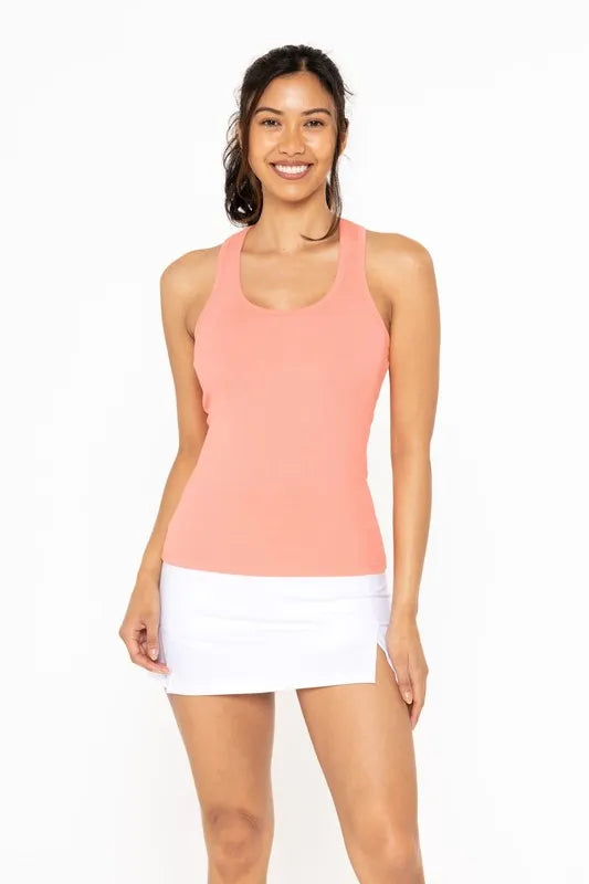 MONO B Slim Fit Scoop Neck Tank in Watermelon