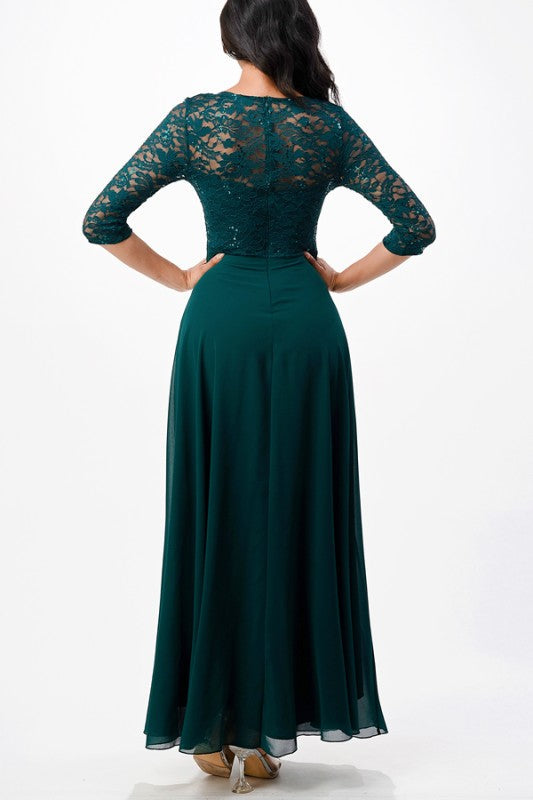 La Scala Chiffon A-Line Dress with Rhinestone Embellishment