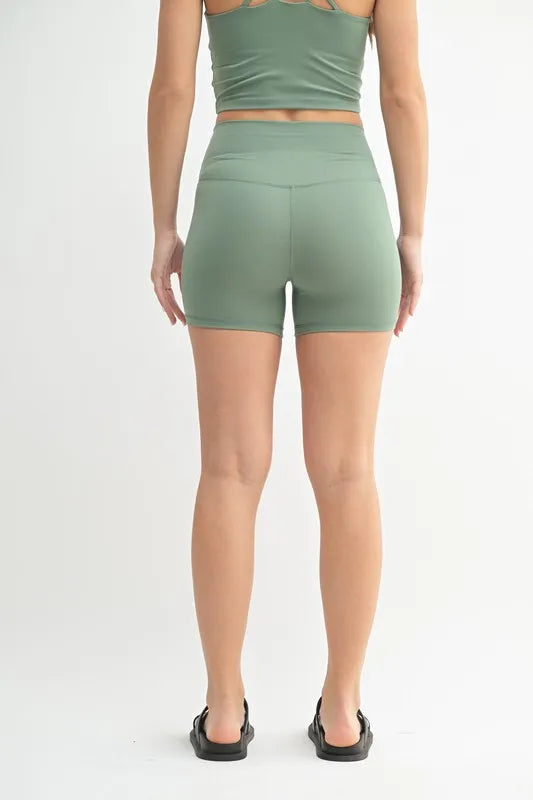 MONO B Venice Cloud Light Contour Biker Shorts in Moss