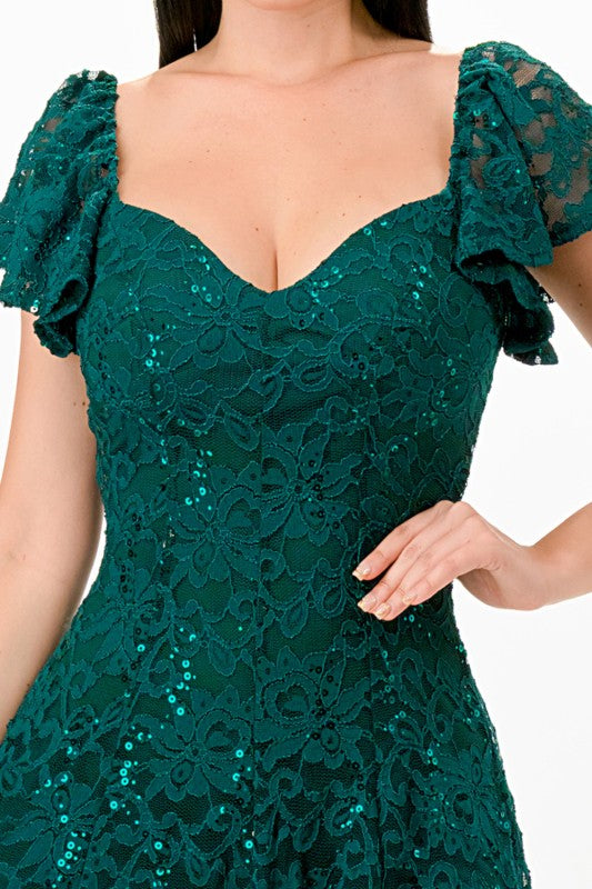 La Scala Butterfly Sleeve Lace Dress