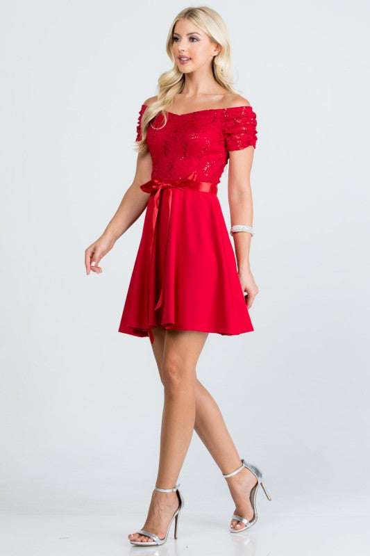 La Scala PLUS Off Shoulder Ruched Sleve Flare Dress