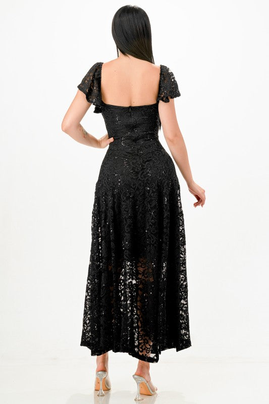 La Scala Butterfly Sleeve Lace Dress