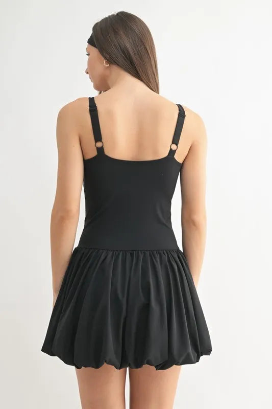 MONO B Bubble Active Mini Dress in Black