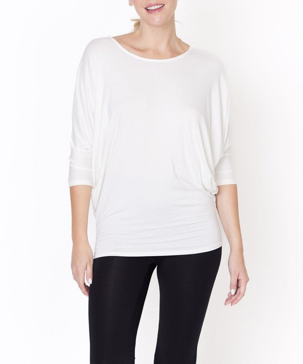 Fabina Bamboo Side Rouched Dolman Top