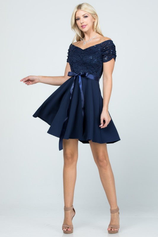 La Scala Off Shoulder Ruched Sleeve Dress