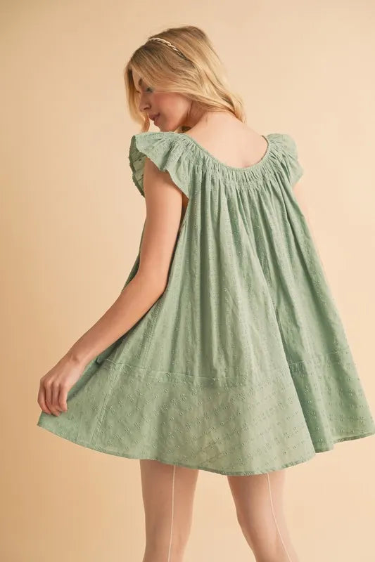 Aemi+Co Ruffled Cap Sleeve Cotton Tunic Mini Dress