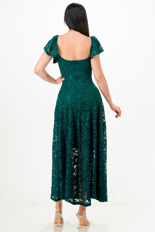 La Scala Butterfly Sleeve Lace Dress