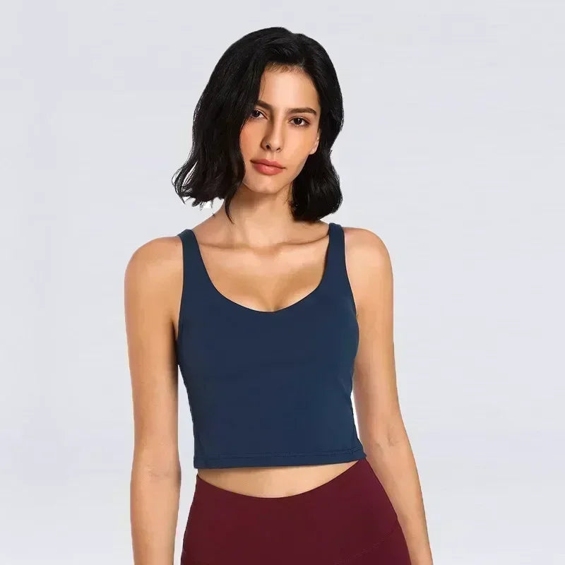 Deep U Back Tank Top with push-up Breathable Bra