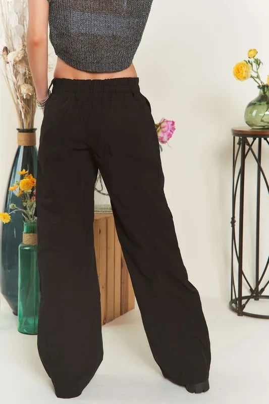 ADORA Low Rise Casual Cargo Pants in Black