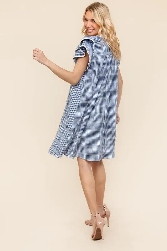 Haptics Double Ruffle Sleeve Dress with Side Pockets