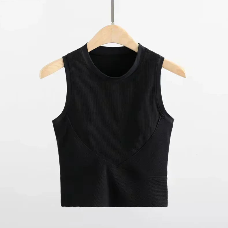 Lemon Women Yoga Sport Vest With Chest Pad Ribbing Fabric Gym Running Bra Sleeveless Quick Dry Pilates Rraining Fitness Tank Top