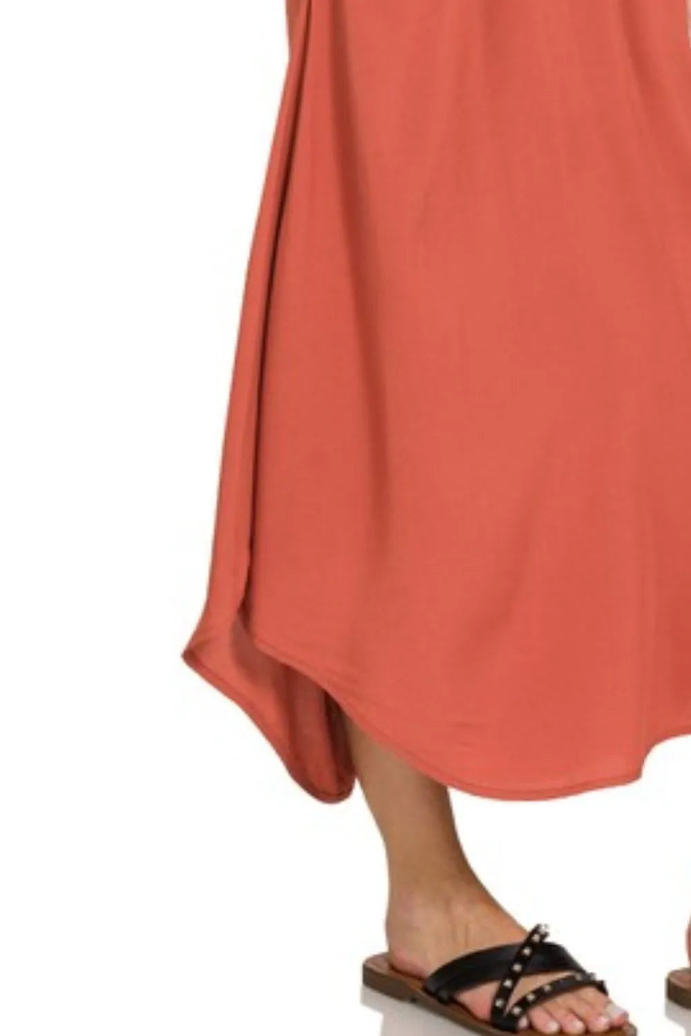 Zenana Woven Arc Hem Cami Midi Dress With Flowy Pockets