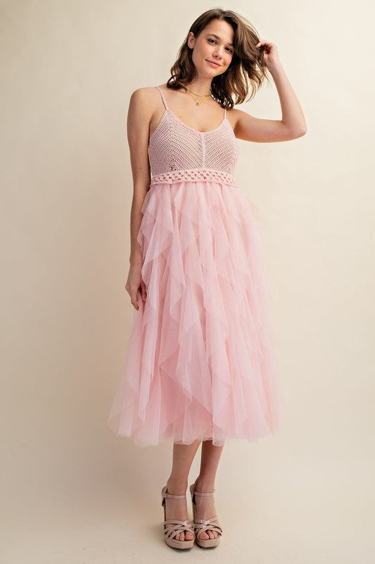 Sweet Generis | Lovely Tulle Midi Crochet Dress