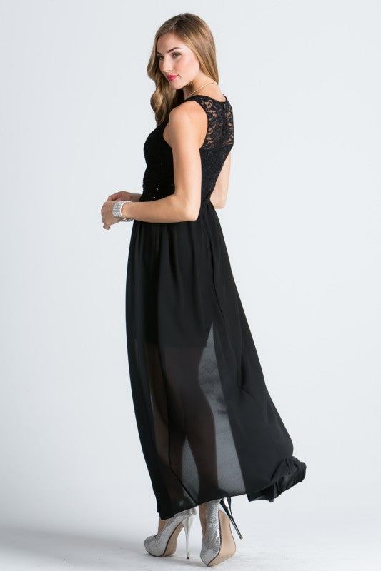 La Scala High Low Overlay Lace Dress